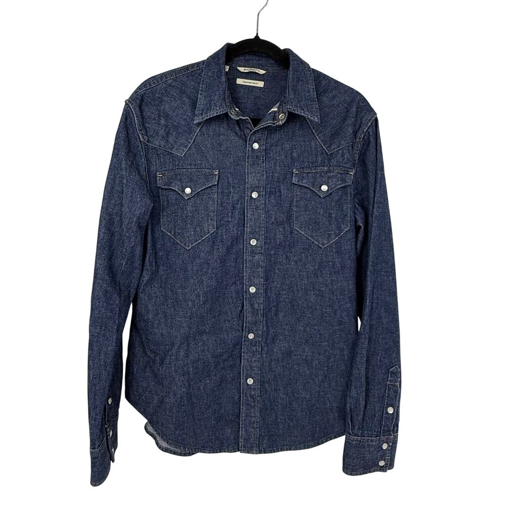 Suitsupply Japanese Denim Western Shirt Men’s M Indigo Blue Snap Front Cowboy